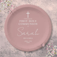 Dusty Rose Pink Minimalist First Holy Communion