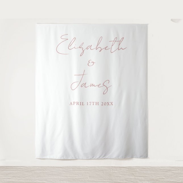 Dusty Rose Pink Minimalist Wedding Photo Backdrop (Front)