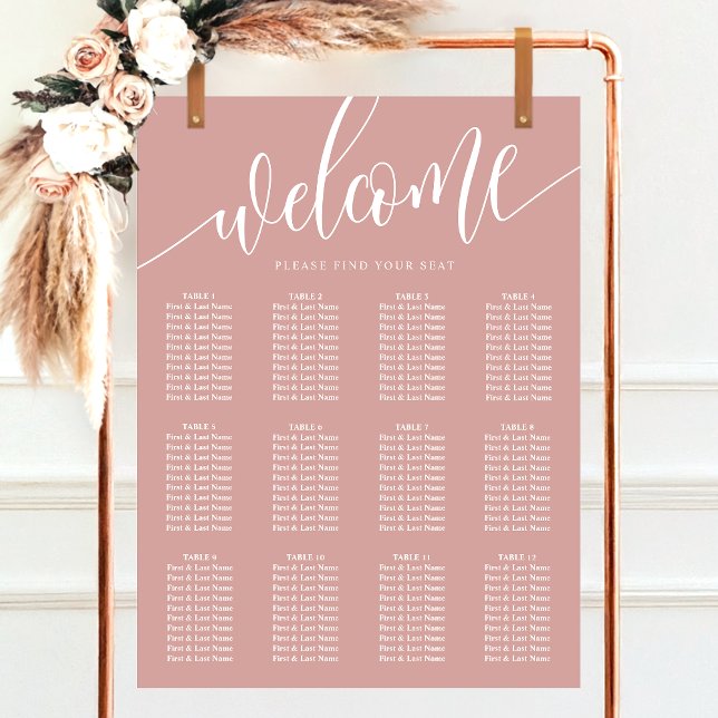 Dusty Rose Pink Minimalist Wedding Seating Chart (Creator Uploaded)