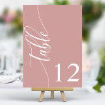 Dusty Rose Pink Modern Calligraphy Wedding Table Number<br><div class="desc">Guide your guests to their seats with these chic elegant dusty rose pink wedding table numbers. Featuring a minimalist design with modern calligraphy, these table numbers add a touch of sophistication to your wedding reception. The soft background and clean, elegant typography ensure easy readability while enhancing your wedding decor. Perfect...</div>