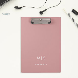 Dusty Rose Pink   Modern Monogram Clipboard