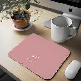 Dusty Rose Pink | Modern Monogram Mouse Pad