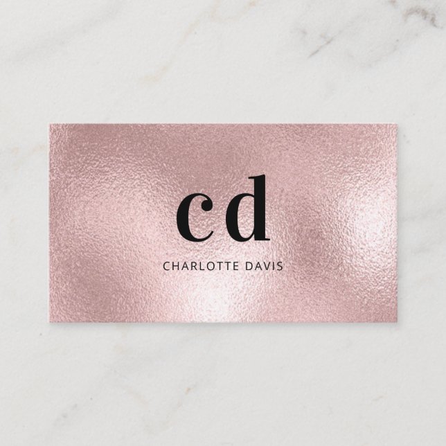 Dusty rose pink monogram initial minimalist business card (Front)