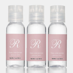 Dusty Rose Pink Monogram Simple Elegant Wedding Hand Sanitizer