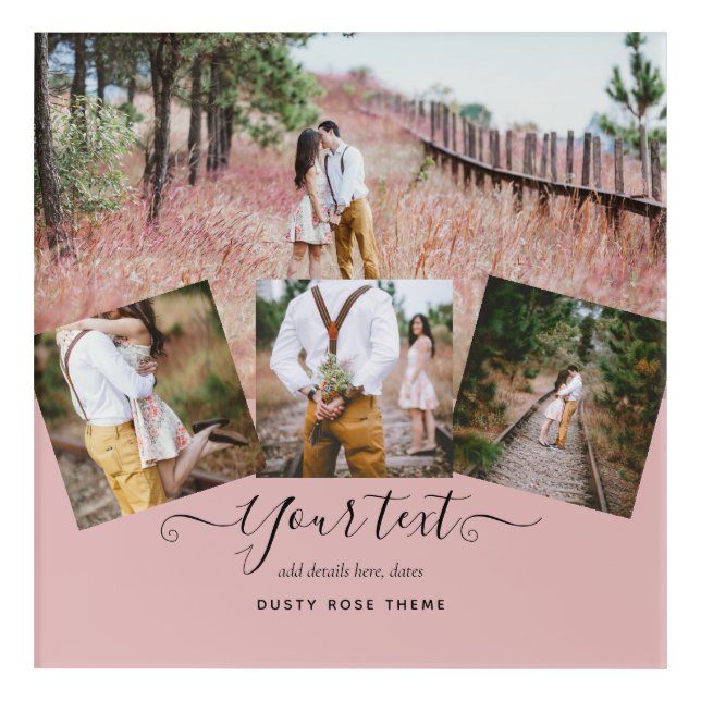 Dusty Rose Pink Newlyweds Wedding PHOTO Gift Acrylic Print (Front)