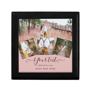 Dusty Rose Pink Newlyweds Wedding PHOTO Gift Box