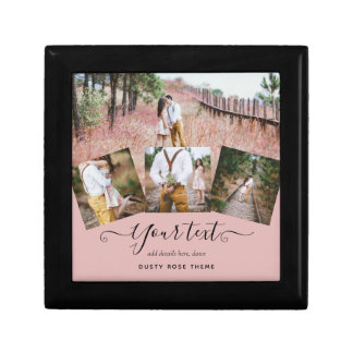Dusty Rose Pink Newlyweds Wedding PHOTO Gift Box