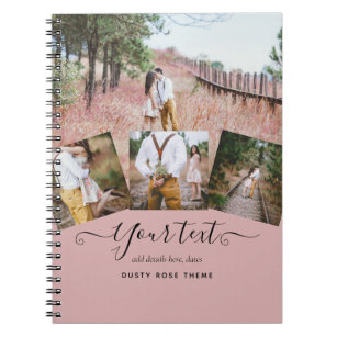 Dusty Rose Pink Newlyweds Wedding PHOTO Gift Notebook