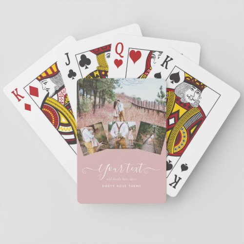 Dusty Rose Pink Newlyweds Wedding PHOTO Gift Playing Cards