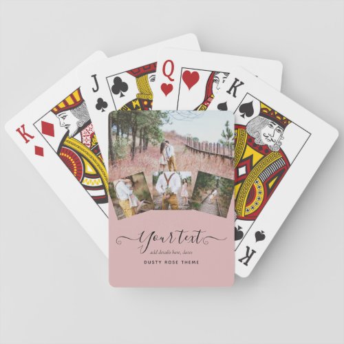 Dusty Rose Pink Newlyweds Wedding PHOTO Gift Playing Cards