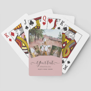 Dusty Rose Pink Newlyweds Wedding PHOTO Gift Poker Cards