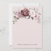 Dusty Rose Pink Peach Floral Wedding Invitation (Back)