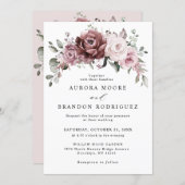 Dusty Rose Pink Peach Floral Wedding Invitation (Front/Back)