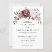 Dusty Rose Pink Peach Floral Wedding Invitation (Front)