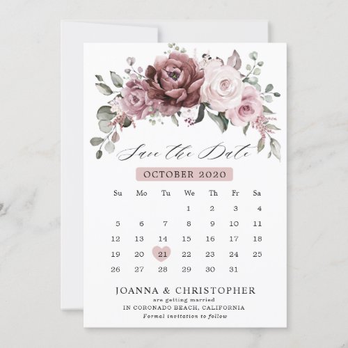 Dusty Rose Pink Peach Floral Wedding Save The Date