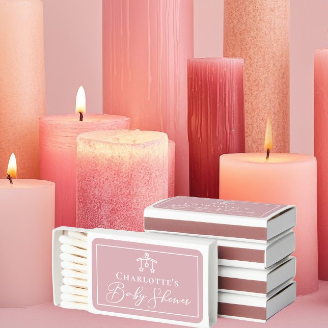 Dusty Rose Pink Personalized Baby Shower Matchboxes (Creator Uploaded)