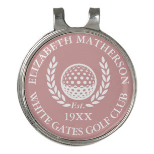 Dusty Rose Pink Personalized Golf Club Name Hat Clip