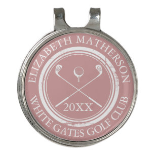 Dusty Rose Pink Personalized Modern Golf Hat Clip