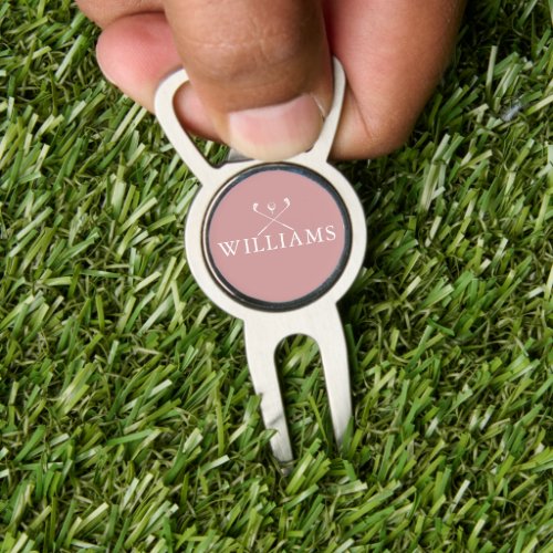 Dusty Rose Pink Personalized Name Golf Clubs Divot Tool