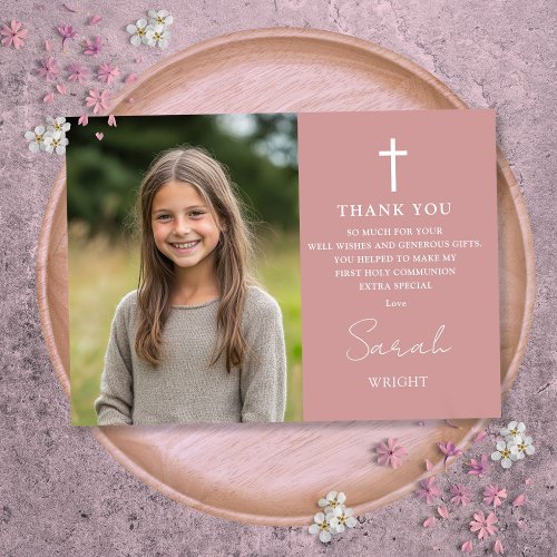Dusty Rose Pink Photo First Holy Communion