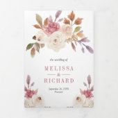 Dusty Rose Pink Pumpkin and Ivory Floral Wedding Tri-Fold Invitation (Cover)