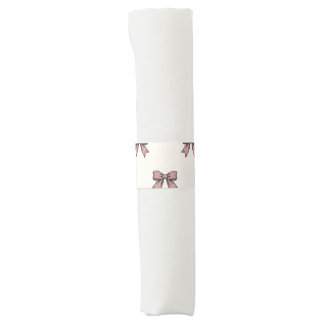 Dusty Rose Pink Ribbon Bows Coquette Napkin Bands