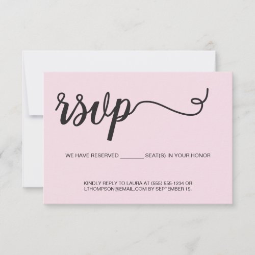 Dusty Rose Pink RSVP Reserved Seat wedding