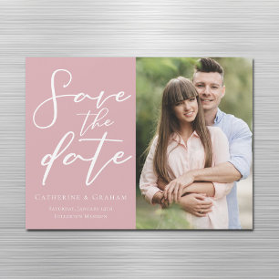 Dusty Rose Pink Save the Date Photo Magnet Card