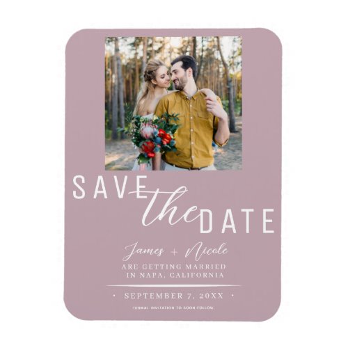 Dusty Rose Pink Save the Date Photo Wedding Magnet
