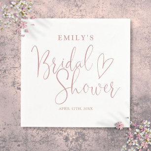 Dusty Rose Pink Script Calligraphy Bridal Shower Napkins