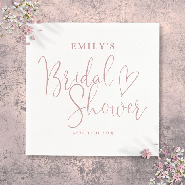 Dusty Rose Pink Script Calligraphy Bridal Shower Napkins (Dusty Rose Pink Script Calligraphy Bridal Shower Napkins)