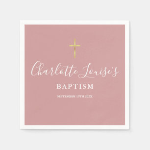 Dusty Rose Pink Signature Baptism Christening Napkins