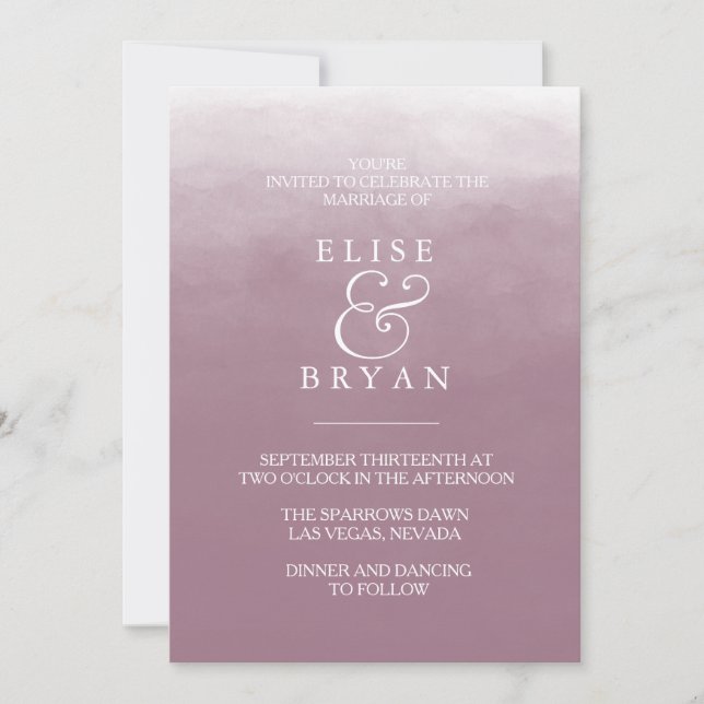 Dusty Rose Pink Simple Modern Elegant Wedding Invitation (Front)