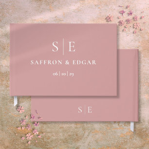 Dusty Rose Pink Simple Monogram Wedding Guest Book