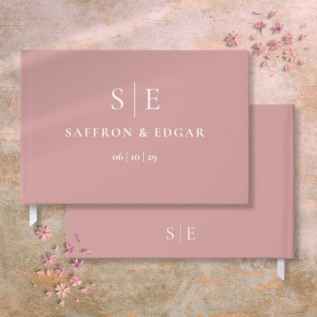 Dusty Rose Pink Simple Monogram Wedding Guest Book (Dusty Rose Pink Simple Monogram Wedding Guest Book)