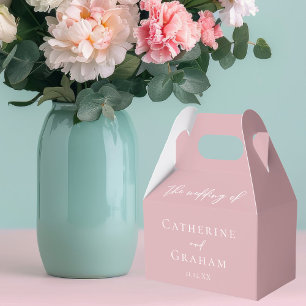 Dusty Rose Pink Typography Feminine Wedding Favor Boxes