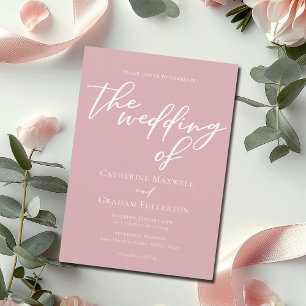 Dusty Rose Pink Typography Feminine Wedding Invitation