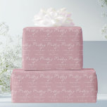 Dusty Rose Pink Typography Personalized Wedding Wrapping Paper<br><div class="desc">This dusty rose pink wedding wrapping paper features delicate white typography for a romantic afternoon ceremony for a feminine bride who likes soft colors and minimal script design. Soft pastel pink gift wrap.</div>