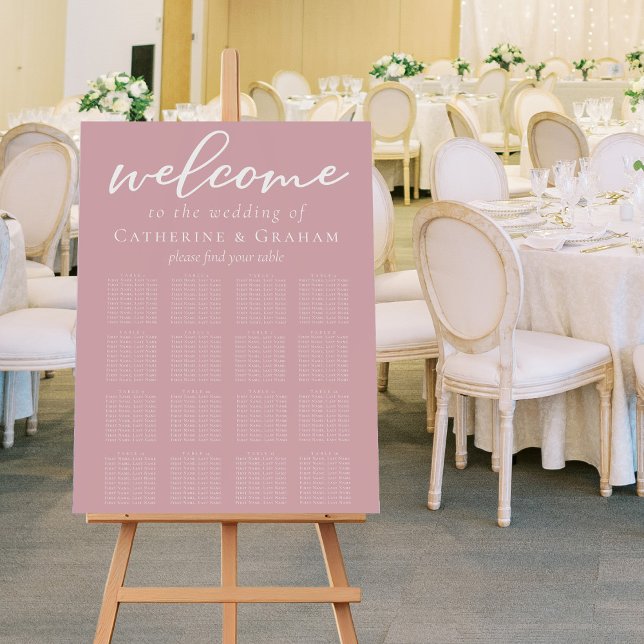 Dusty Rose Pink Typography Wedding Seating Chart Foam Board (Creator Uploaded)