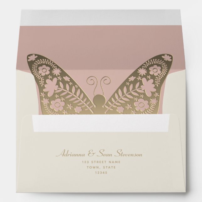 Dusty Rose Pink Wedding 5x7 Envelope (Back (Bottom))