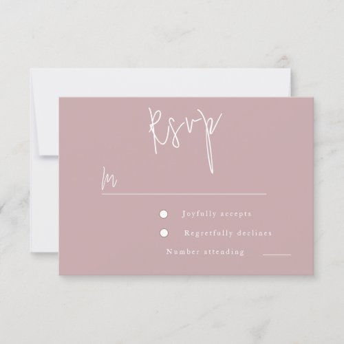 Dusty Rose Pink Wedding Bridal Shower Modern RSVP Card