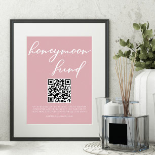 Dusty Rose Pink Wedding Honeymoon Fund QR Code Poster