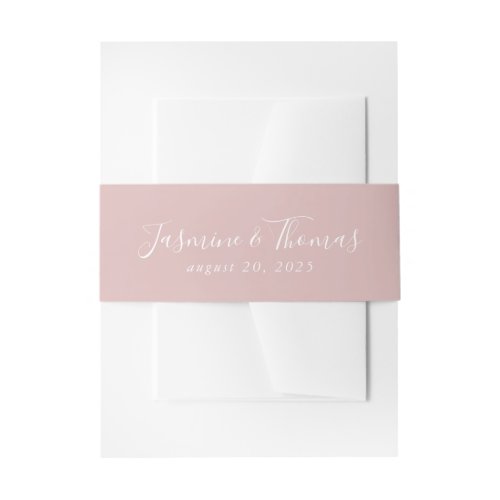 Dusty Rose Pink  Wedding Invitation Belly Band