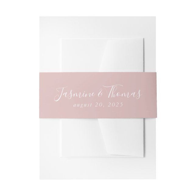 Dusty Rose Pink | Wedding Invitation Belly Band (Front Example)