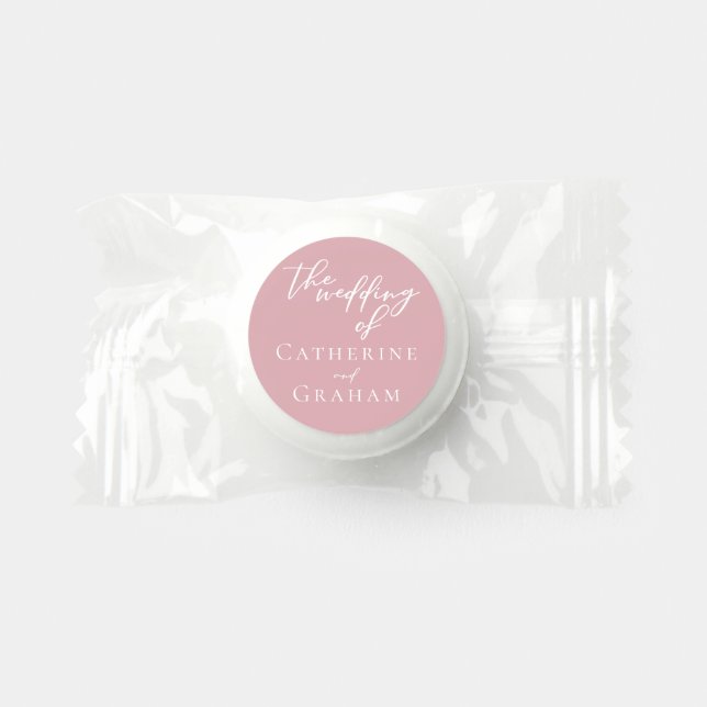 Dusty Rose Pink Wedding Personalized Life Saver® Mints (Front)