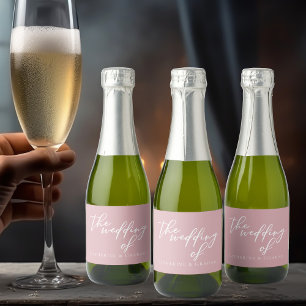 Dusty Rose Pink Wedding Personalized Mini Sparkling Wine Label