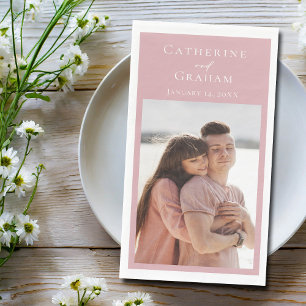 Dusty Rose Pink Wedding Personalized Photo Paper Guest Towels