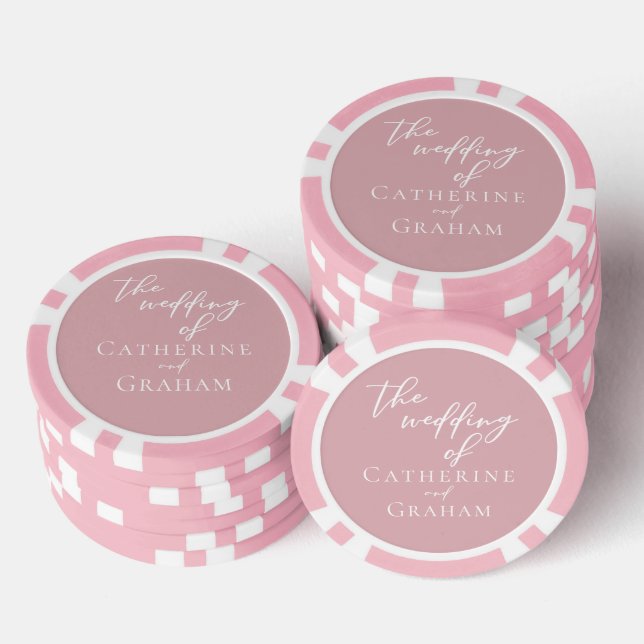 Dusty Rose Pink Wedding Personalized Poker Chips (Stack)