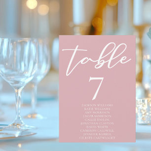 Dusty Rose Pink Wedding Table Card w Names