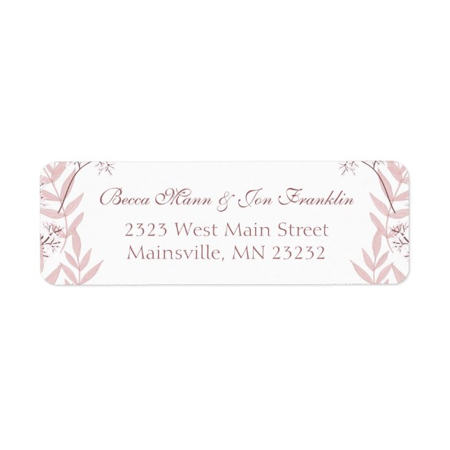 Dusty Rose Pink Wedding Vintage Botanical Label (Front)
